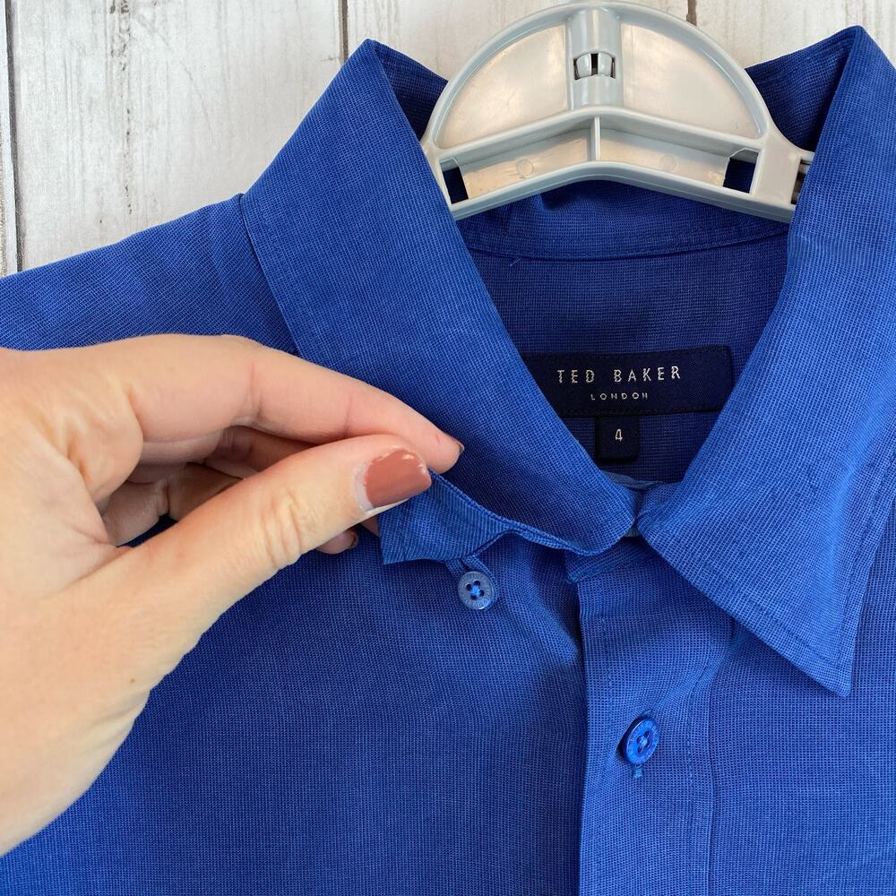 Ted Baker London Blue Long Sleeve Chest Pocket Button-Down Shirt Size Large/4 - Picture 7 of 12